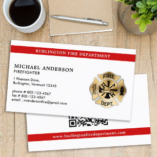Cartão De Visita Bombeiro Personalizado Corpo de Fogo do Código QR