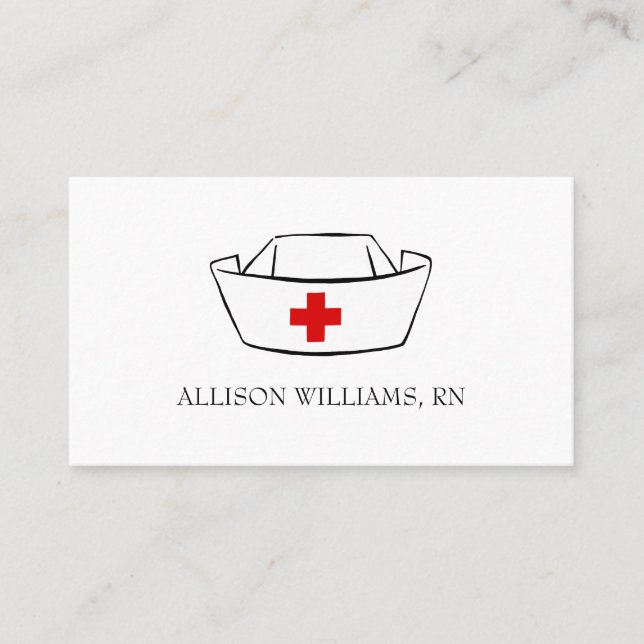 Cartão De Visita Boné Enfermeiro Nome Monograma White Professional (Frente)