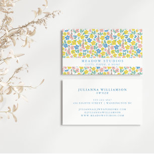 Cartão De Visita Bonito Amarelo Azul Moderno Floral Branding de Bou