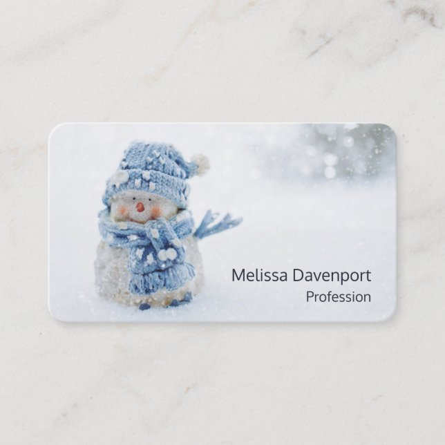 Cartão De Visita Bonito boneco de neve no Natal (Frente)