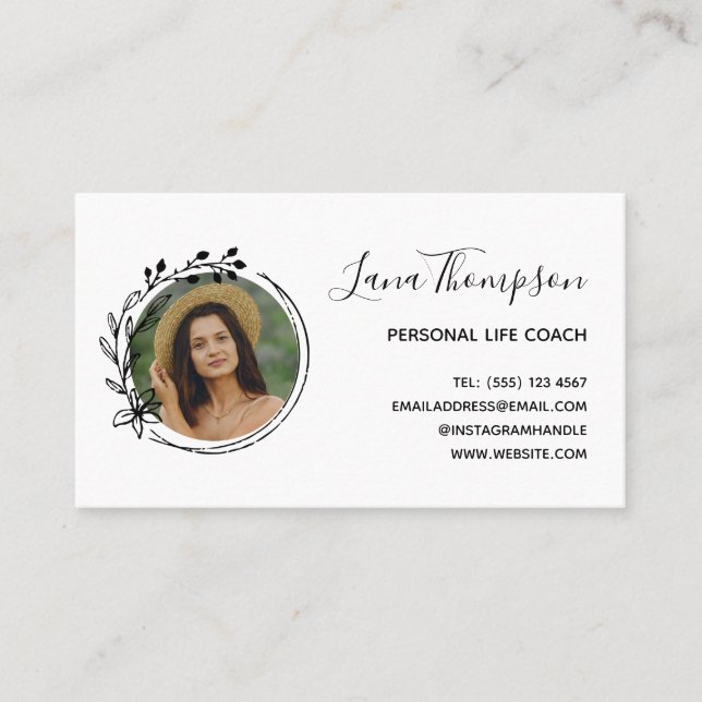 Cartão De Visita Bonito coroa estática com foto (Frente)