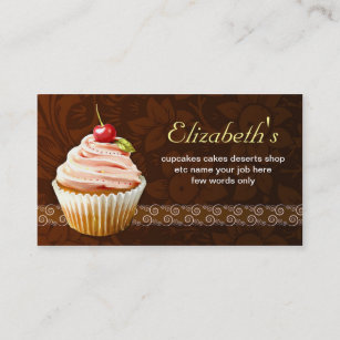 cartão de visita bonito doce do cupcake da cereja