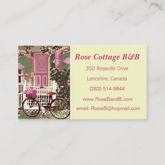 Cartão De Visita Bonito Floral Bed & Brefast / Aluguer De Algodão (Frente)