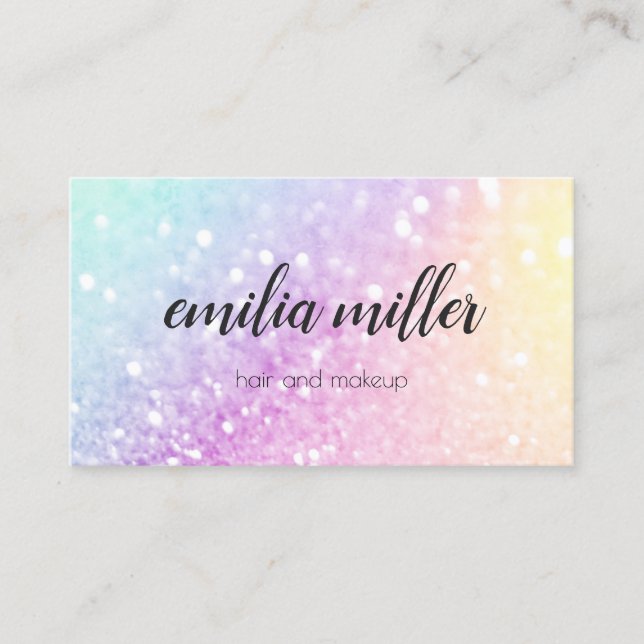 Cartão De Visita Bonito Holographic Glitter Girly Glamorosa (Frente)