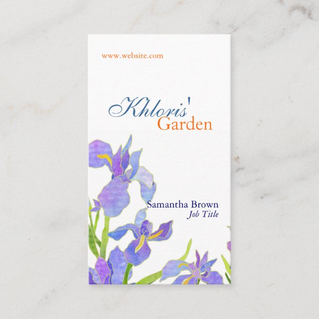 Cartão De Visita Bonito Iris Professional Florist (Frente)