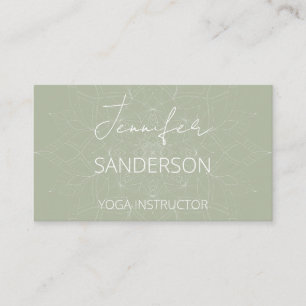 Cartão De Visita Bonito Sage Green Elegante Yoga Mandala