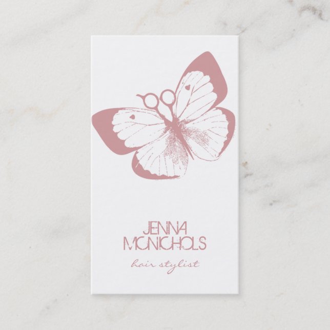 Cartão De Visita bonito simples do rosa elegante da borboleta do (Frente)