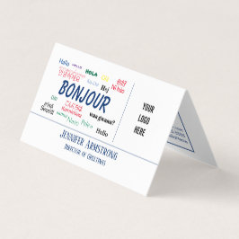 Cartão De Visita Bonjour Hello World Travel Languages Nome Colorido