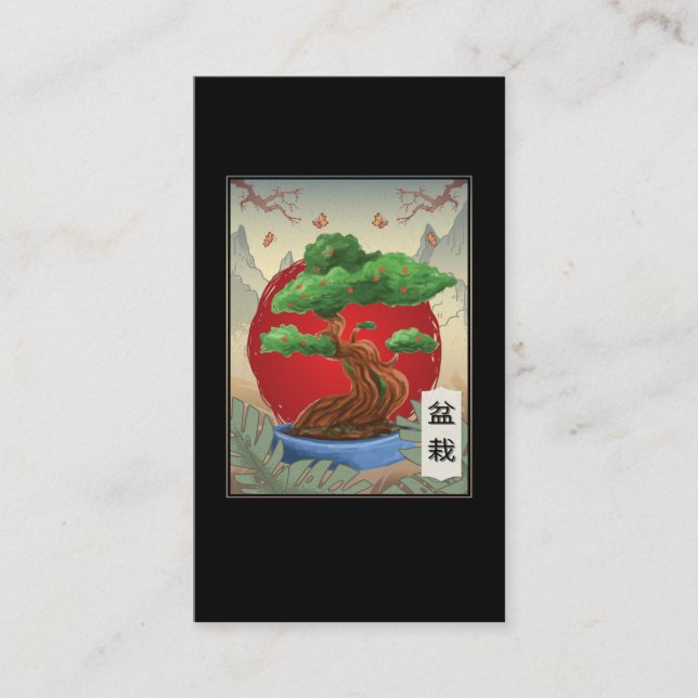 Cartão De Visita Bonsai Tree Buddhism Japonês (Frente)