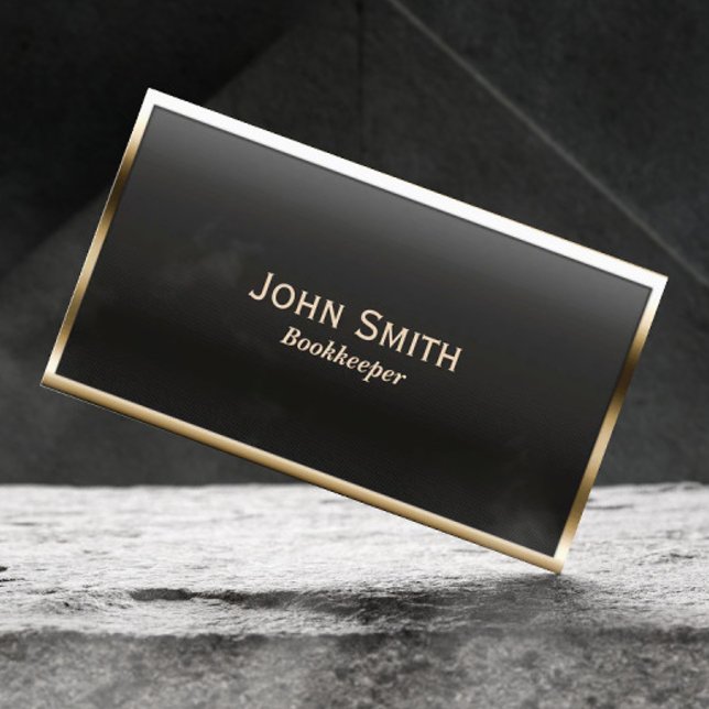 Cartão De Visita Bookkeeper Manutenção Dourada de Quadros Moderna (Criador carregado)