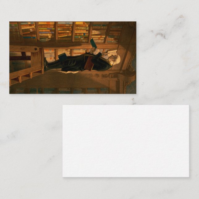 Cartão De Visita Bookworm, 1861 por Carl Spitzweg (Frente/Verso)