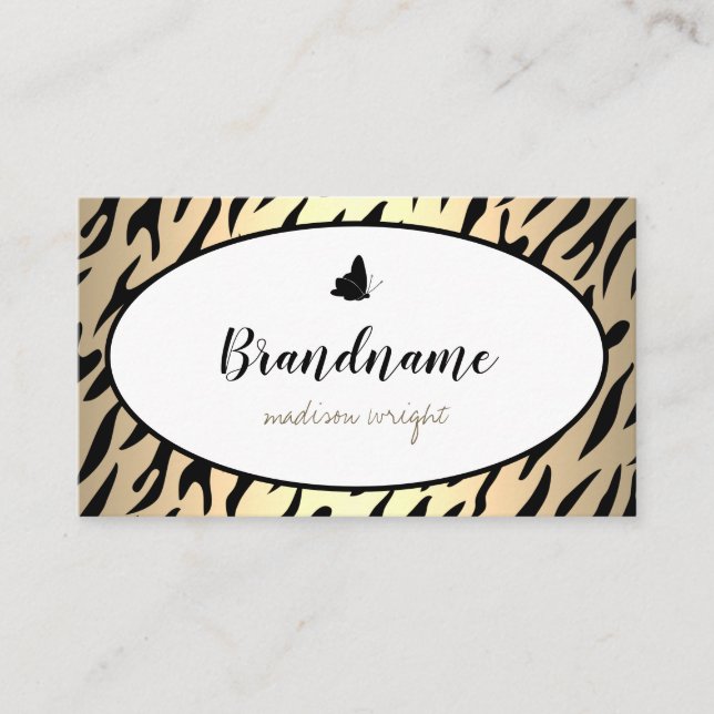 Cartão De Visita Borboleta Bonito Mínima do Tigre de Gradação Doura (Frente)