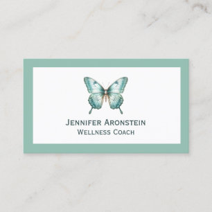 Cartão De Visita Borboleta Chic Teal Moderna Elegante