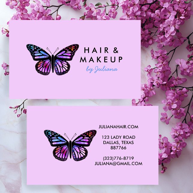Cartão De Visita Borboleta de Monarca Chic Elegant Watercolor Lilac (Chic Monarch Butterfly Elegant Watercolor Lilac Business Card
)