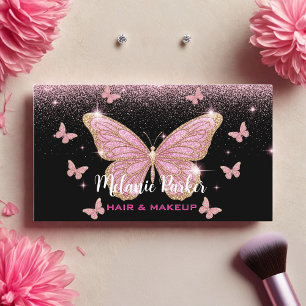 Cartão De Visita Borboleta Dourada Elegante rosa rosa rosa rosa ros