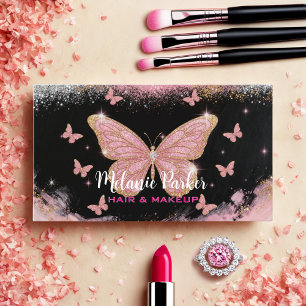 Cartão De Visita Borboleta Dourada Elegante rosa rosa rosa rosa ros