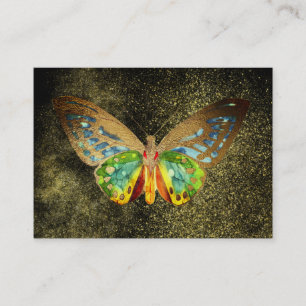 Cartão De Visita ** Borboleta Dourada Glitter Dourado Aquarela Gild