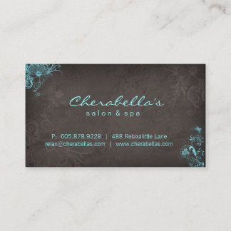 Cartão De Visita Borboleta floral Brown azul dos termas elegantes