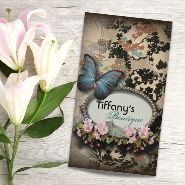 Cartão De Visita Borboleta francesa floral vitoriana de Paris (Paris victorian floral french butterfly business card)