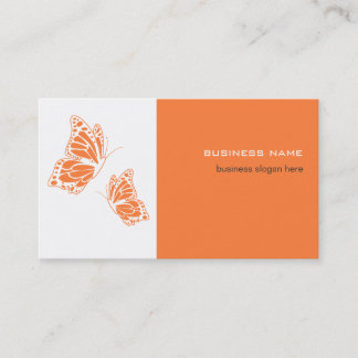 Cartão De Visita Borboleta Laranja e Branco Elegante Moderno Simple