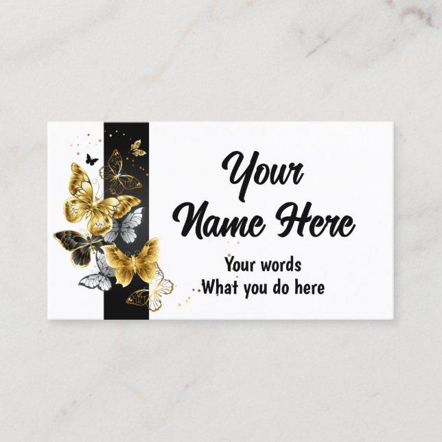 Cartão De Visita Borboleta Morpho ouro no escuro (Frente)