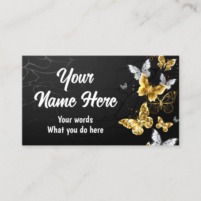 Cartão De Visita Borboleta Morpho ouro no escuro (Frente)