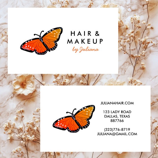 Cartão De Visita Borboleta Rainha Chic Laranja Elegante e Preto (Chic Queen Butterfly Elegant Orange & Black Business Card
)