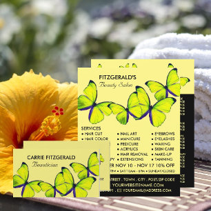 Cartão De Visita Borboletas Amarelas, Beauticista, Salão de Bela