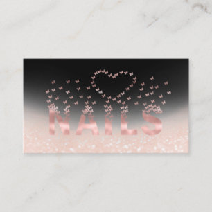 Cartão De Visita Borboletas de ouro rosa do luxo logotipo unhas