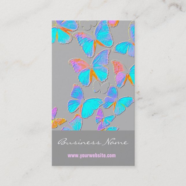 Cartão De Visita Borboletas ideais de On/Embossed-Like (Frente)