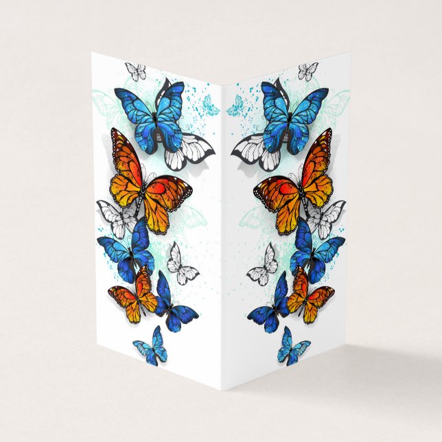 Cartão De Visita Borboletas voadoras Morpho e Monarca (Exterior)