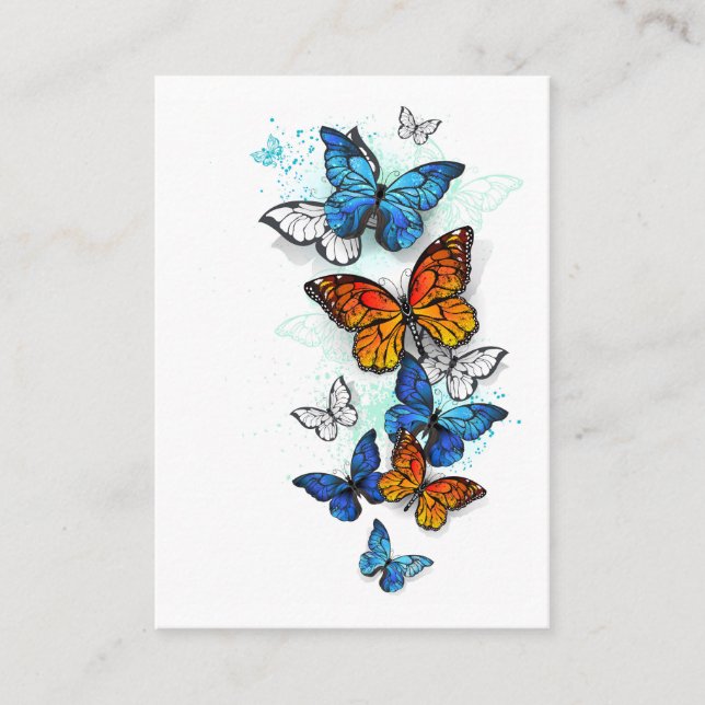 Cartão De Visita Borboletas voadoras Morpho e Monarca (Frente)