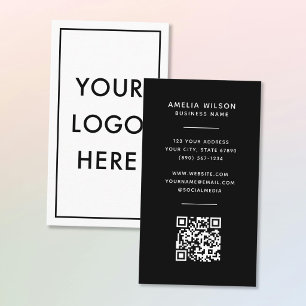 Cartão De Visita Borda de Moldura de Logotipo de Código QR Vertical