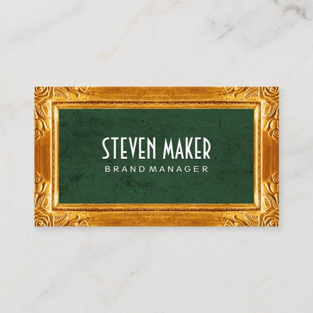Cartão De Visita Borda do Rico Dourado | Textura Verde (Frente)