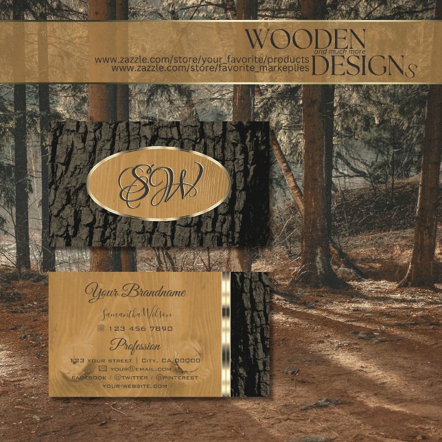 Cartão De Visita Borda Dourada de Latido de Árvore Natural Russo co (Criador carregado)