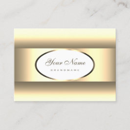 Cartão De Visita Borda Dourada de Oval Branco e Creme
