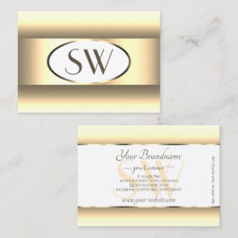 Cartão De Visita Borda Dourada leve do Mumbre Branco Monograma Mono