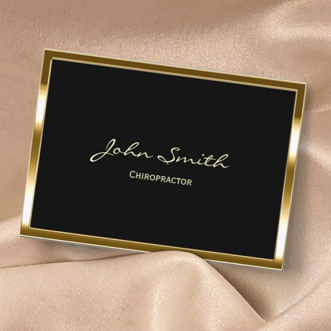 Cartão De Visita Borda Dourada Profissional de Quiropraxia (Criador carregado)