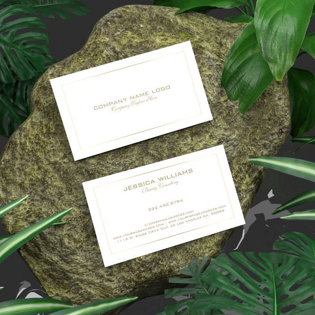 Cartão De Visita Borda Dourada Simples, Moderna, Em Branco (Criador carregado)