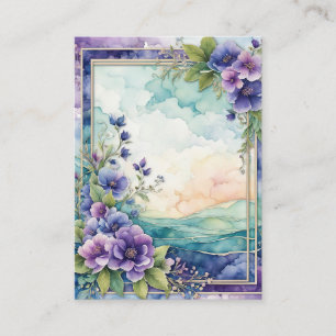 Cartão De Visita Borda Floral Artística lavanda Whimsy