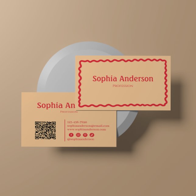 Cartão De Visita Borda ondulada rosa elegante para mulheres | Profi (Criador carregado)