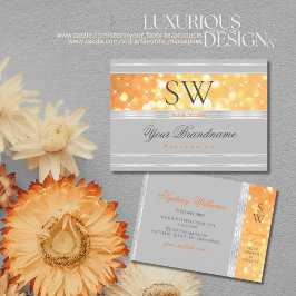 Cartão De Visita Borda prateada de Cinzas de monograma com brilho l