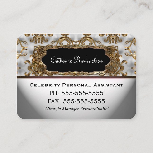 Cartão De Visita Borda redonda profissional do assistente pessoal (Frente)