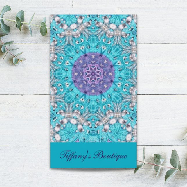 Cartão De Visita Bordado étnico cigano Turquesa azul-boêmia (Gypsy Ethnic Embroidery turquoise blue bohemian Business Card)