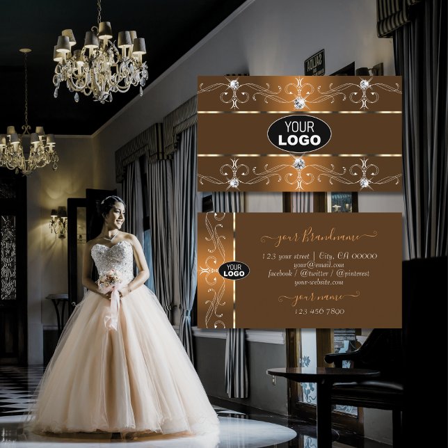 Cartão De Visita Bordas de Ornamentado laranja e marrom luxuosas ad (Criador carregado)