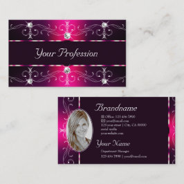 Cartão De Visita Bordas do Ornamentado da Borgonha Rosa Glamorosa c