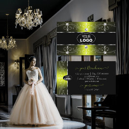 Cartão De Visita Bordas do Ornamentado Luxuristas Preto e Amarelo A