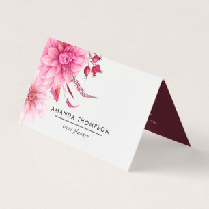 Cartão De Visita Bordô e Rosa Água Floral