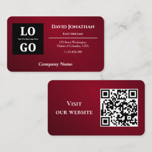 Cartão De Visita Bordô Moderno com Logotipo e Código QR Personaliza