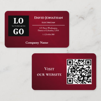 Cartão De Visita Bordô Moderno com Logotipo e Código QR Personaliza